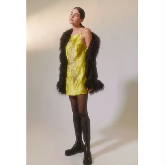 Urban Outfitters - UO Bird Song Satin Mini Dress - NWOT - Picture 2 of 8